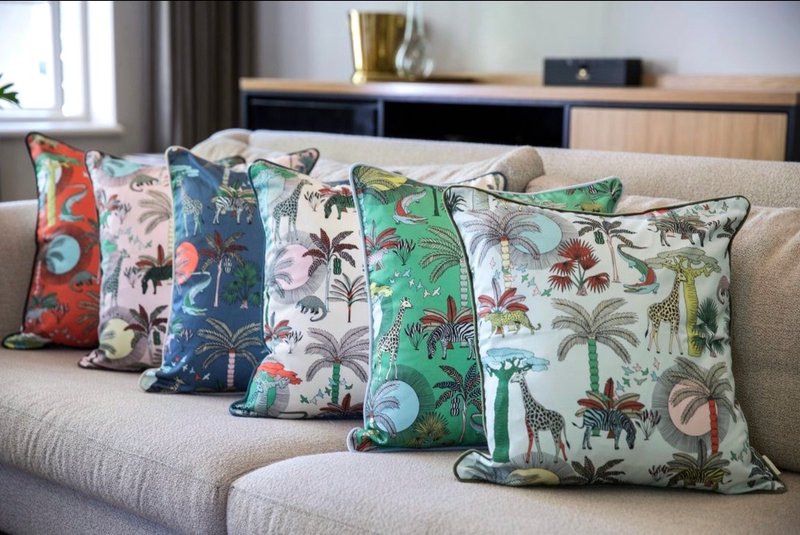 South Africa aLoveSupreme hand-painted colorful velvet piping pillowcase_African Animal Kingdom_Orange - Pillows & Cushions - Cotton & Hemp 