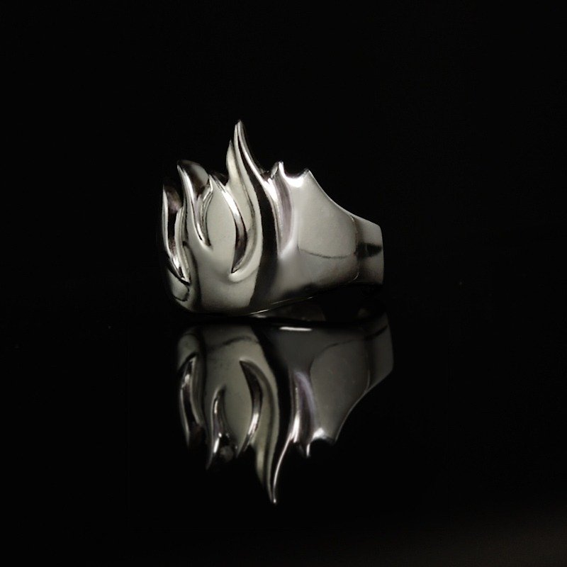 Burning flame-shaped sterling silver neutral ring (can be fine-tuned) - แหวนทั่วไป - เงินแท้ สีเงิน
