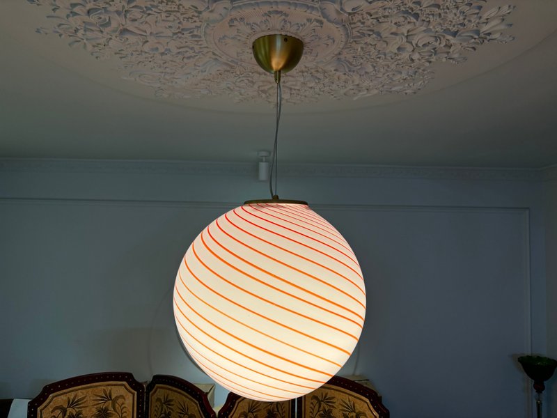 Hand Blown Glass Globe Pendant Lights D40cm(15.7inch), Glass Globe Ceiling Light - Lighting - Glass Red