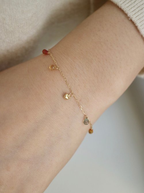 KOKO PEARL JEWELRY 【情人節推薦】彩色藍寶石 k金愛心手鍊 akoya珍珠手鍊 日本製