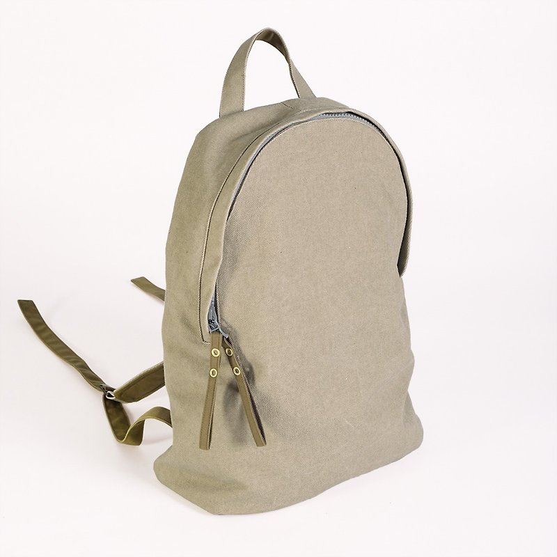Lightweight washed canvas backpack / khaki - Backpacks - Cotton & Hemp Khaki