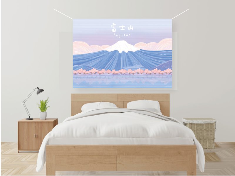 Traveling Memories-Fuji Mountain Fuji-Sakura Style|Wall Cloth|Curtain|Home Decoration - โปสเตอร์ - เส้นใยสังเคราะห์ หลากหลายสี