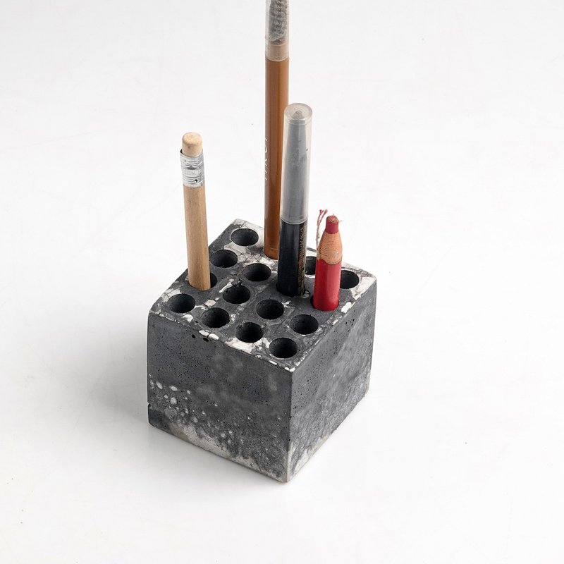 Cement pen holder, pen holder - กล่องใส่ปากกา - ปูน 
