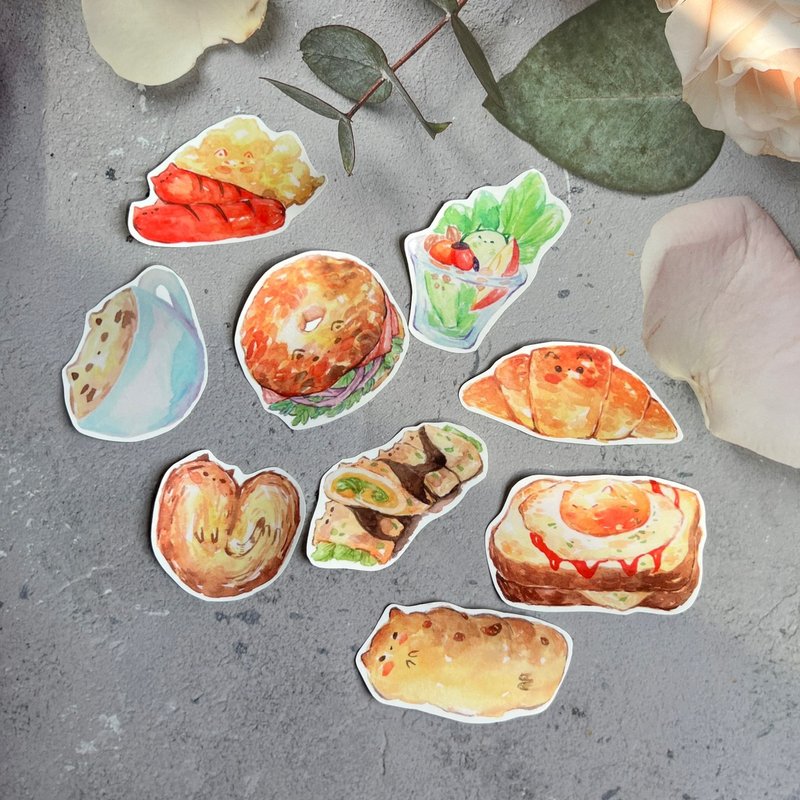 喵食早午餐防水貼紙 - 貼紙 - 塑膠 多色