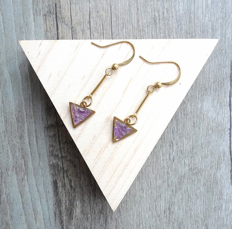 Misssheep - Brass X Natural Amethyst Time Gemstone Earrings - Earrings & Clip-ons - Other Materials 