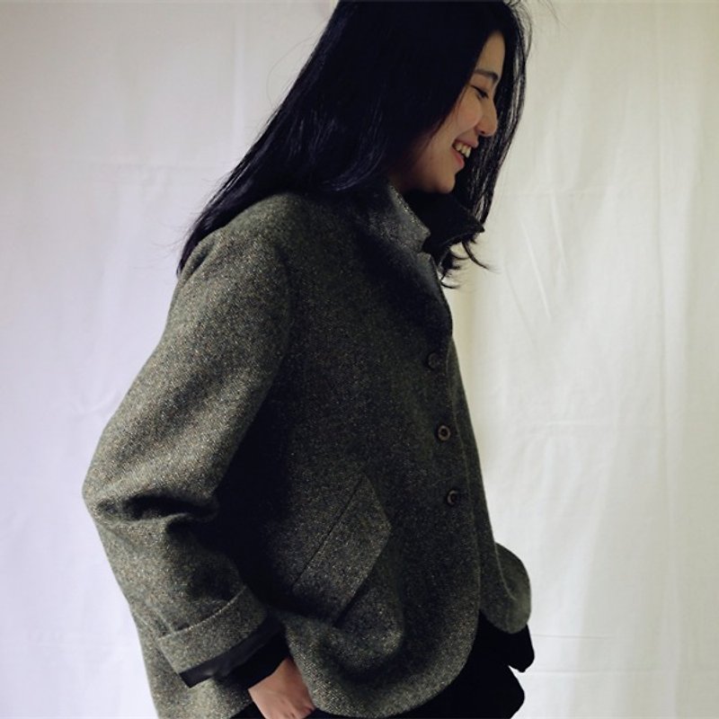[Tip Cloth Secret Garden] British wool herringbone jacket original design - Women's Tops - Wool 