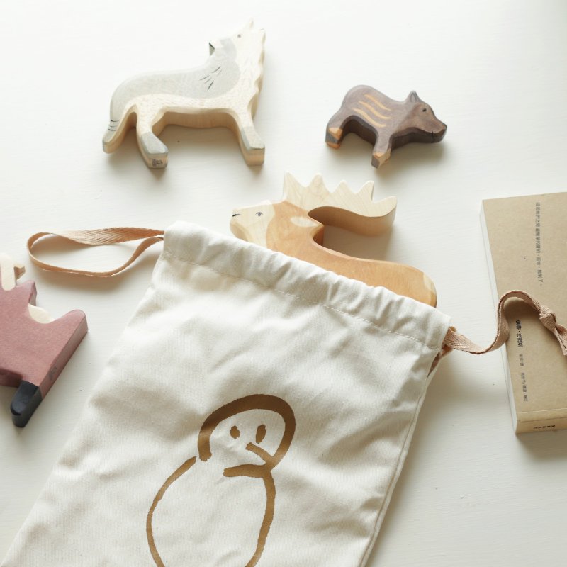Listen-Christmas-Silk Printing Drawstring Bag - กระเป๋าหูรูด - ผ้าฝ้าย/ผ้าลินิน สีนำ้ตาล