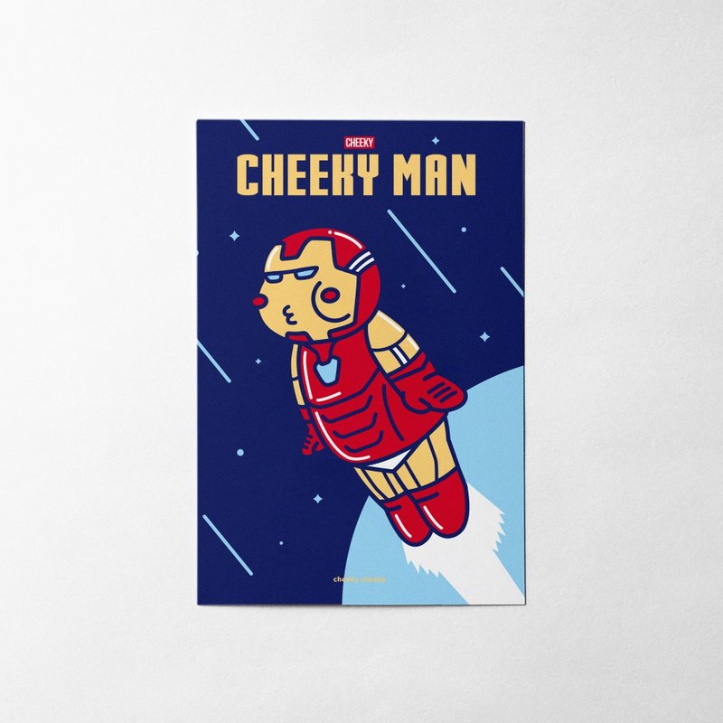 cheeky cheeky 厚面子 惡搞Marvel漫威 厚鐵奇俠CHEEY MAN 明信片 - 卡片/明信片 - 紙 白色