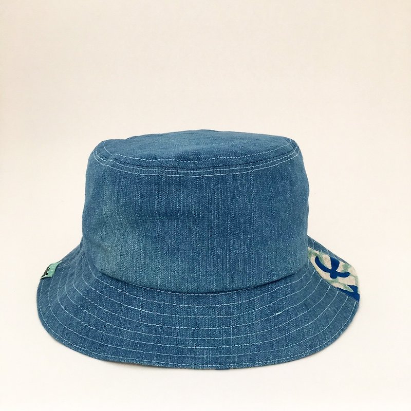 *Today my home spotlight fisherman hat / cowboy x travel birds* - หมวก - ผ้าฝ้าย/ผ้าลินิน สีน้ำเงิน