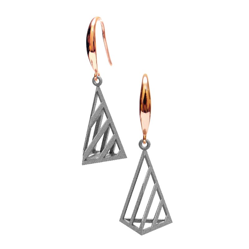 Op Triangle Earring (S) Grey | illusion Collection - Earrings & Clip-ons - Plastic Gray