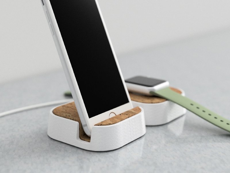 Wooden iPhone Stand, Wooden iPhone Holder, Wooden Anniversary Gifts, Wooden Gift - ที่ตั้งมือถือ - วัสดุอีโค ขาว