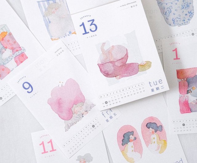 dodolulu 2026 卓上カレンダー　365日のgirls 2026 Daily Desk Calendar with Illustrations and Daily Prompt