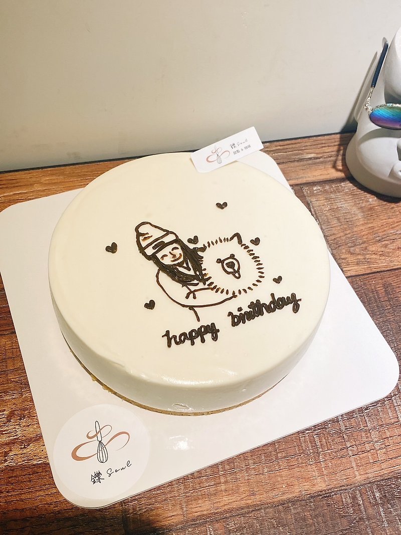 Customized cake original heavy cheese cheese cake Korean style drawing portrait drawing birthday cake - เค้กและของหวาน - อาหารสด 