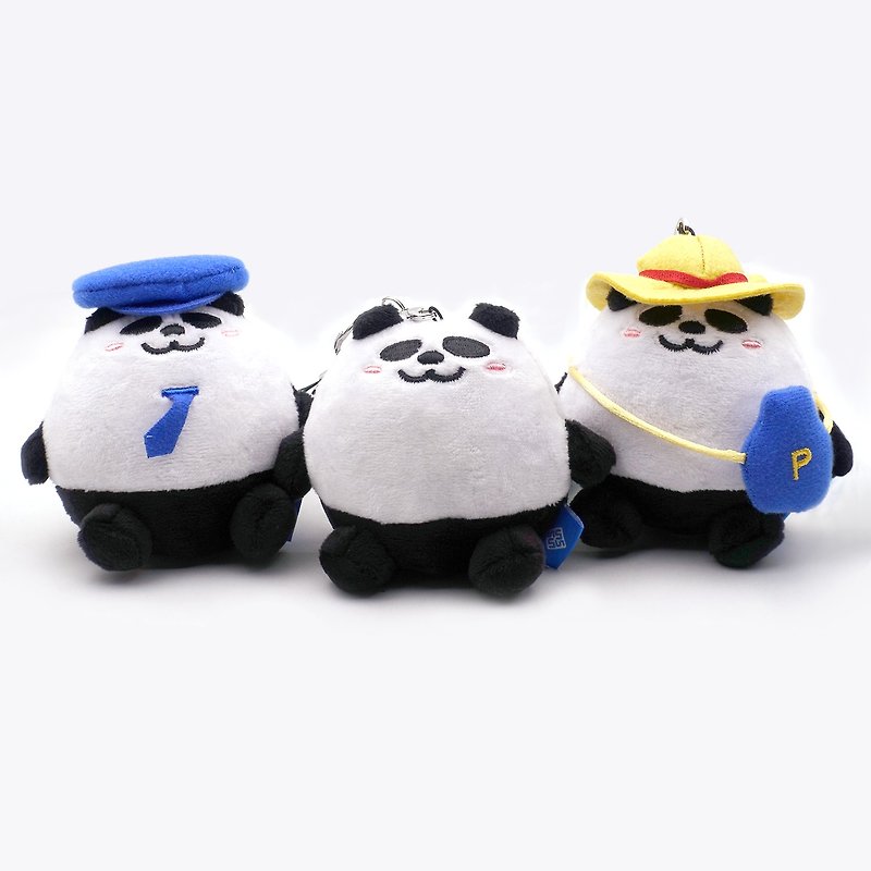 熊貓毛公仔掛飾 連鑰匙圈一組3款 香港Pandahaluha 開運 生日禮物 - 吊飾 - 棉．麻 多色