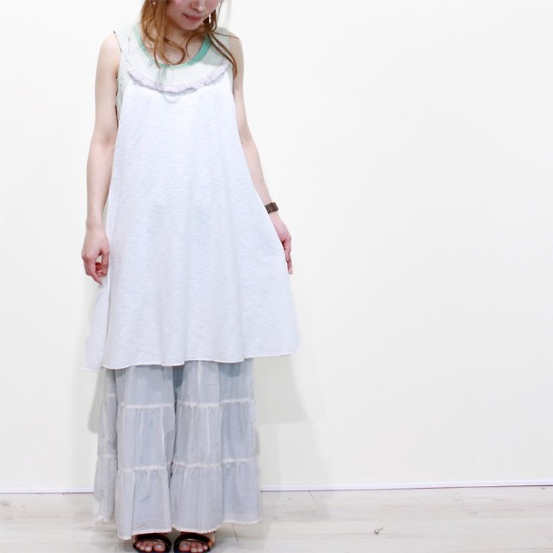 ☆ Palette ☆ 彡 fringe neck one piece - One Piece Dresses - Cotton & Hemp White