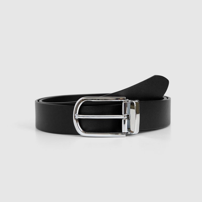Italian vegetable tanned leather classic leather belt belt exclusive hot stamping/embossed black brown - เข็มขัด - หนังแท้ สีดำ