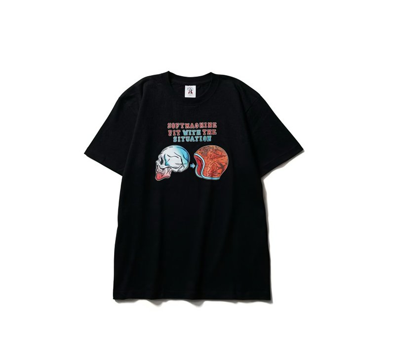 Softmachine Situaton T-Shirt Skull Hardhat Short Sleeve Top (Two Colors) - เสื้อยืดผู้ชาย - ผ้าฝ้าย/ผ้าลินิน หลากหลายสี