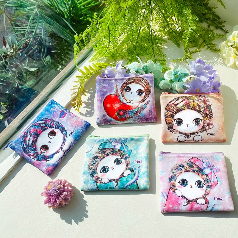 零錢包 | 帆布 | 水洗不退色 - 暖暖貓系列 5 款任選 - 零錢包/小錢包 - 棉．麻 多色