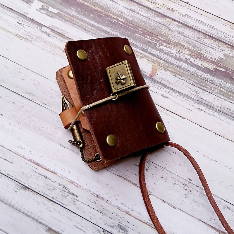 Stationery Addict-Handmade Mini Leather Book Stationery Set Necklace/Pendant - Charms - Genuine Leather Black