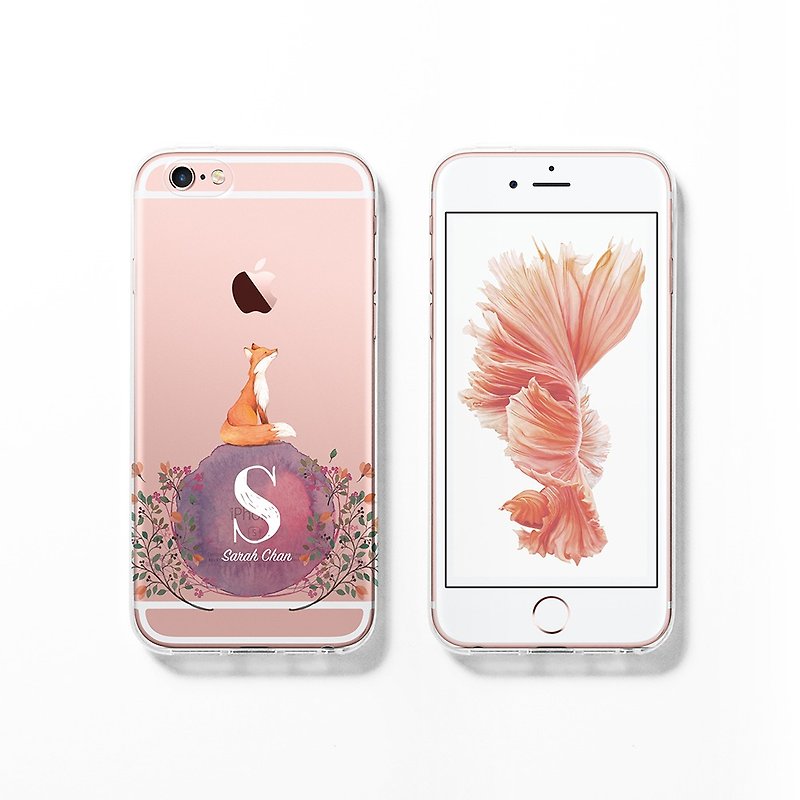 Phone Case - iPhone 7, iPhone 7 plus Fox Flower Watercolor - เคส/ซองมือถือ - พลาสติก หลากหลายสี