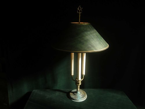 老時光OLD-TIME Vintage & Classic & Deco 【老時光 OLD-TIME】早期歐洲飯店櫃檯用大盞厚重銅製桌燈