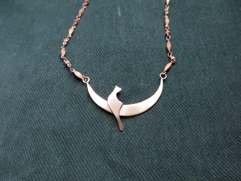 The cat is sitting on the moon - Necklaces - Copper & Brass Gold