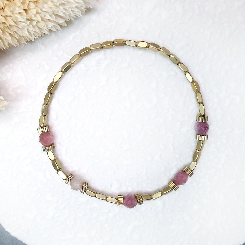 VIIART. Planet-pink. Bronze bracelet tourmaline - สร้อยข้อมือ - ทองแดงทองเหลือง สึชมพู