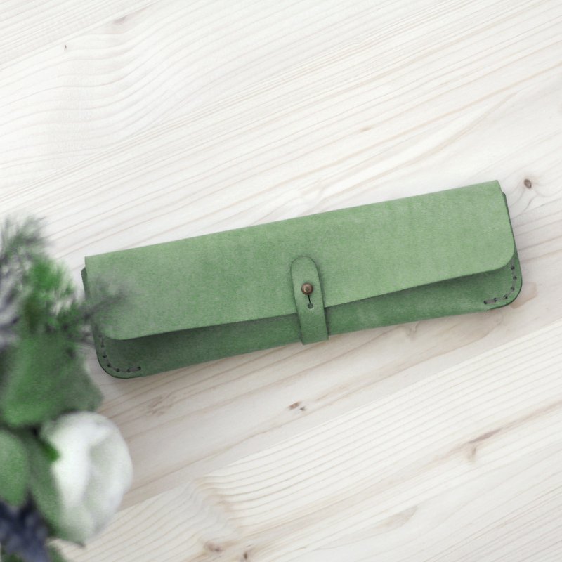 扣扣筆袋 / 收納袋 -- 青新綠 - 鉛筆盒/筆袋 - 真皮 綠色