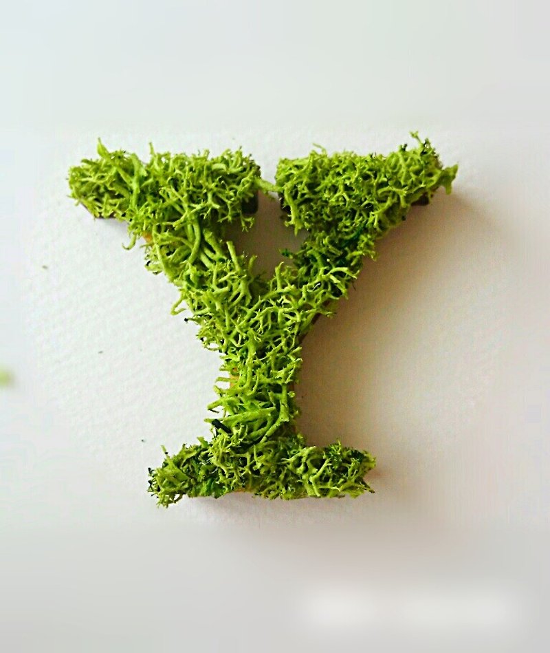 木製アルファベットオブジェ(モス)5cm/Y×1点 - 擺飾/家飾品 - 木頭 綠色