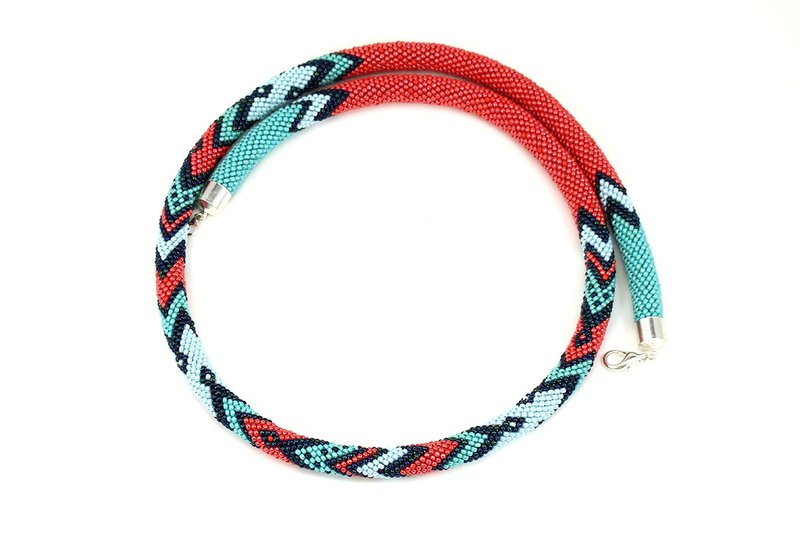 Bead Crocheted Necklace Seed Bead Necklace Long Beaded Necklace Gift For Women - 長項鍊 - 琉璃 多色