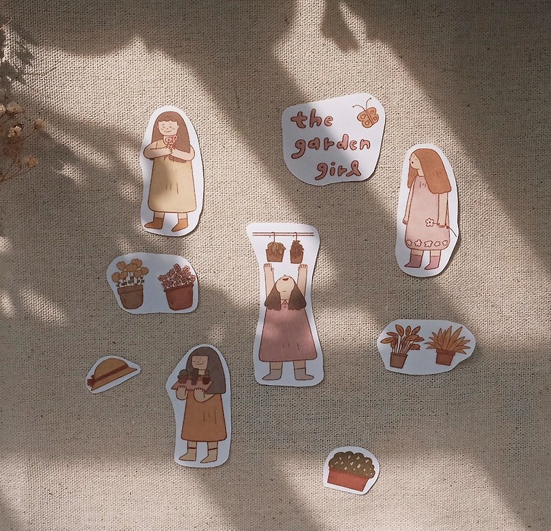 Garden Girls | Japanese Paper Sticker Set - สติกเกอร์ - กระดาษ หลากหลายสี