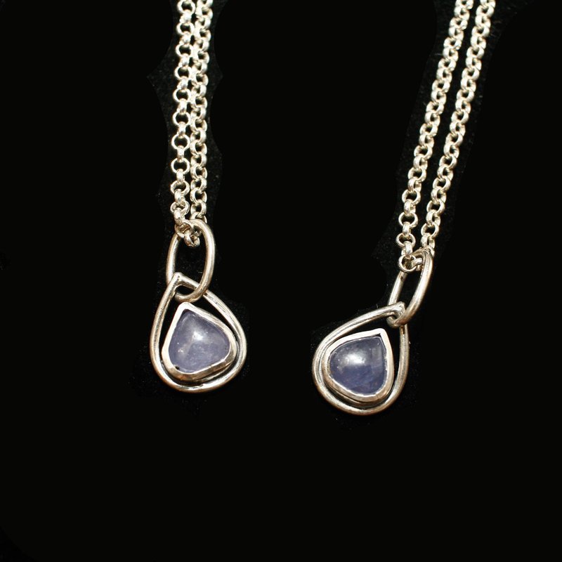 【水晶系列】坦桑石 丹泉石 925簡約純銀吊墜 - 項鍊 - 寶石 多色