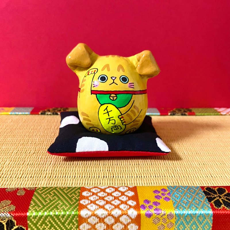 招財貓【大】蘇格蘭折耳貓 - 擺飾/家飾品 - 黏土 黃色
