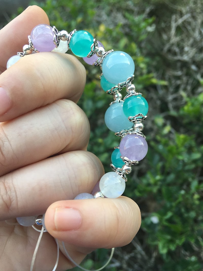 First My.Crystal ♦ ♦ ♦ Xinyu clear blue moonstone multicolored bracelet (clean hands around 17-18.5cm subscript at) - Bracelets - Gemstone Blue