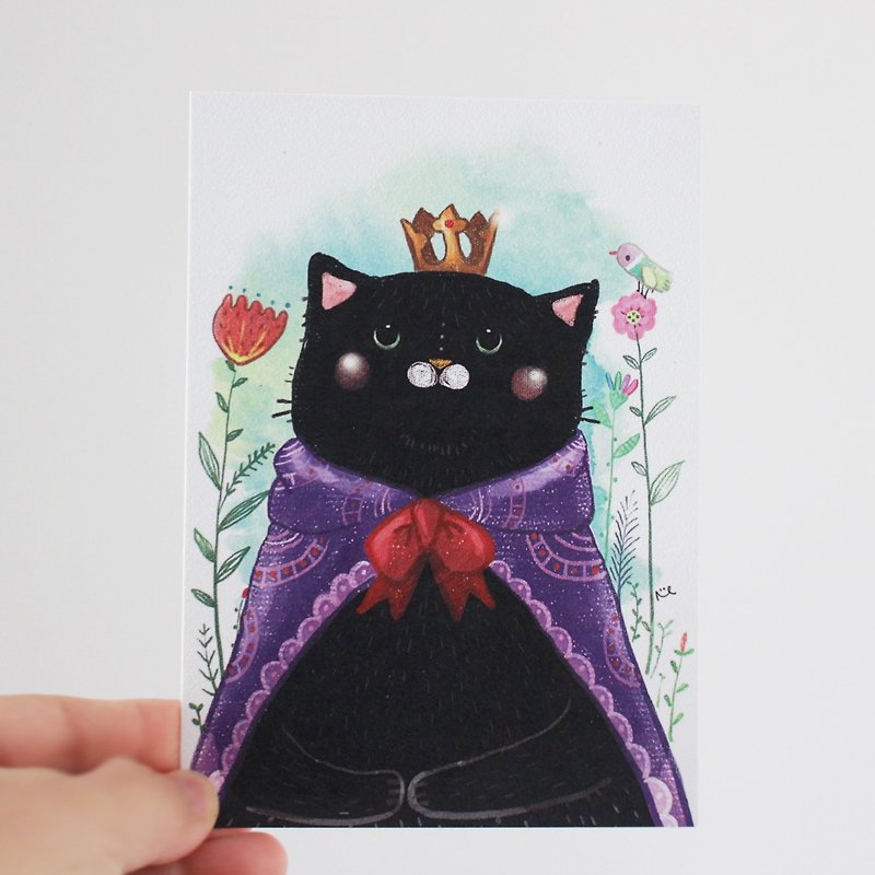 Black Cat Prince postcard - Animal postcard - Cards & Postcards - Paper 