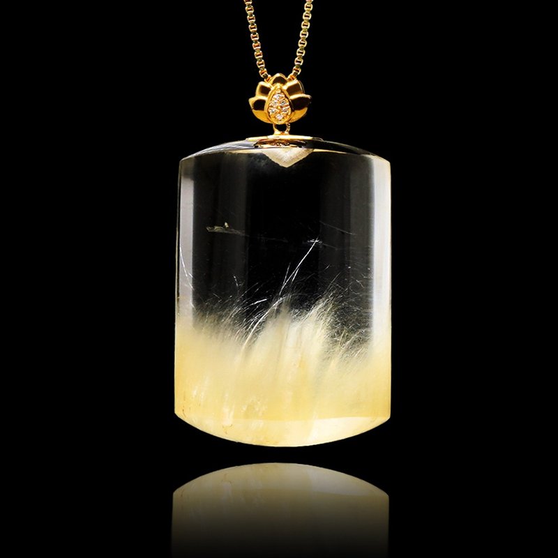 【正佳珠寶】兔毛水晶 頂級幽靈白兔毛 無事牌 20.6g 兔毛幽靈 - 項鍊 - 半寶石 多色