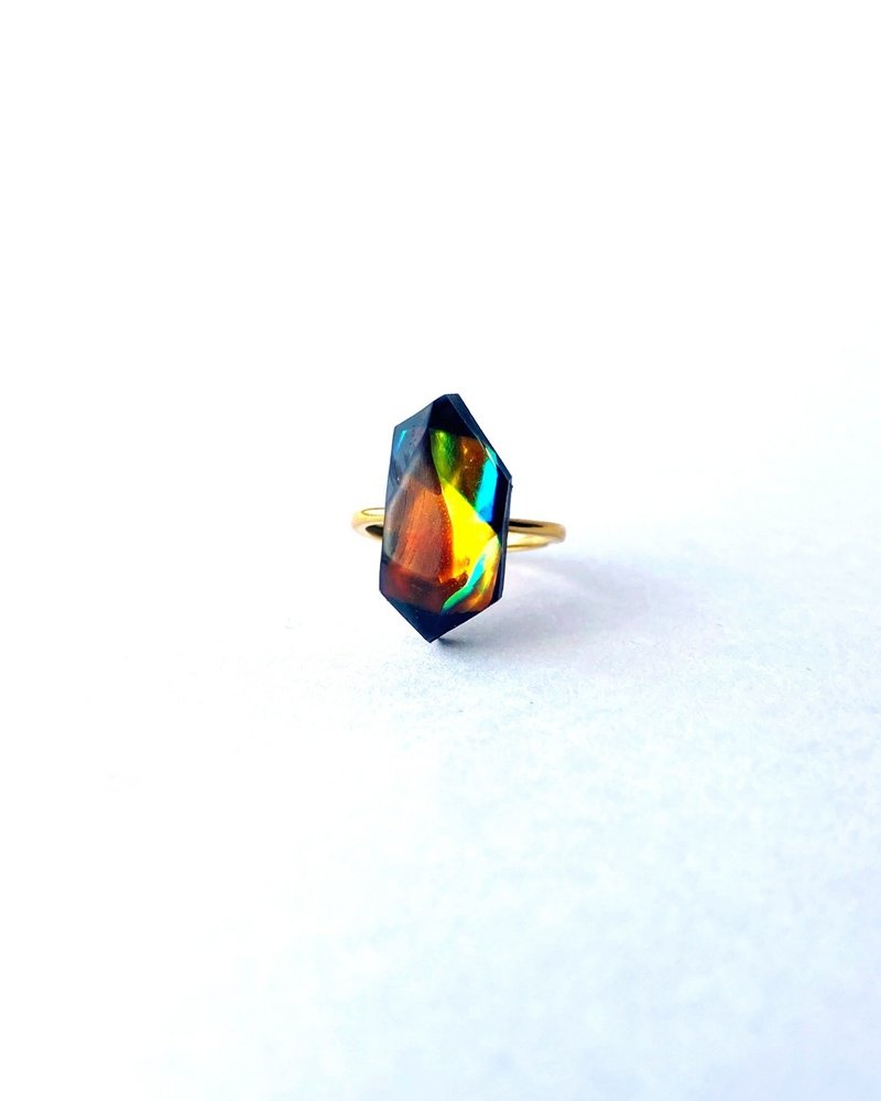 Frames ring /crystals Floating prism 1-c/silver925戒指 日本戒指 - 戒指 - 純銀 黑色