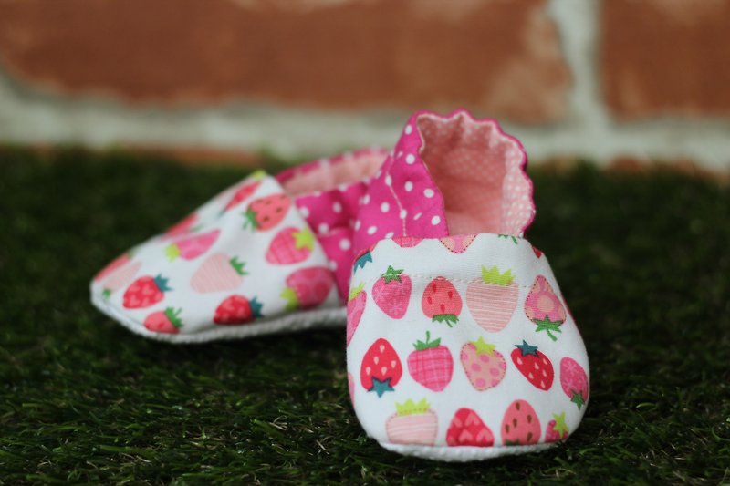 スウィートストロベリー<幼児の靴。手作り靴> - キッズシューズ - コットン・麻 ピンク
