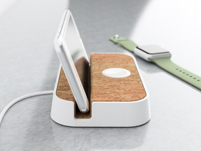 simple shape iphone and Apple watch stand-cork