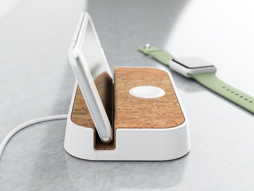 fo-d-craft simple shape iphone and Apple watch stand-cork