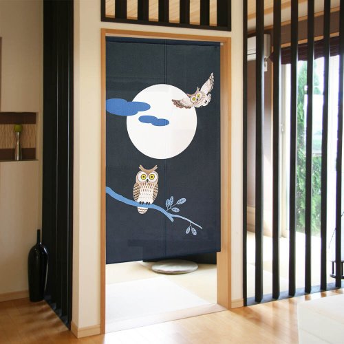 Moonstar House 星月屋 【預訂】日本製 月夜飛舞貓頭鷹門簾