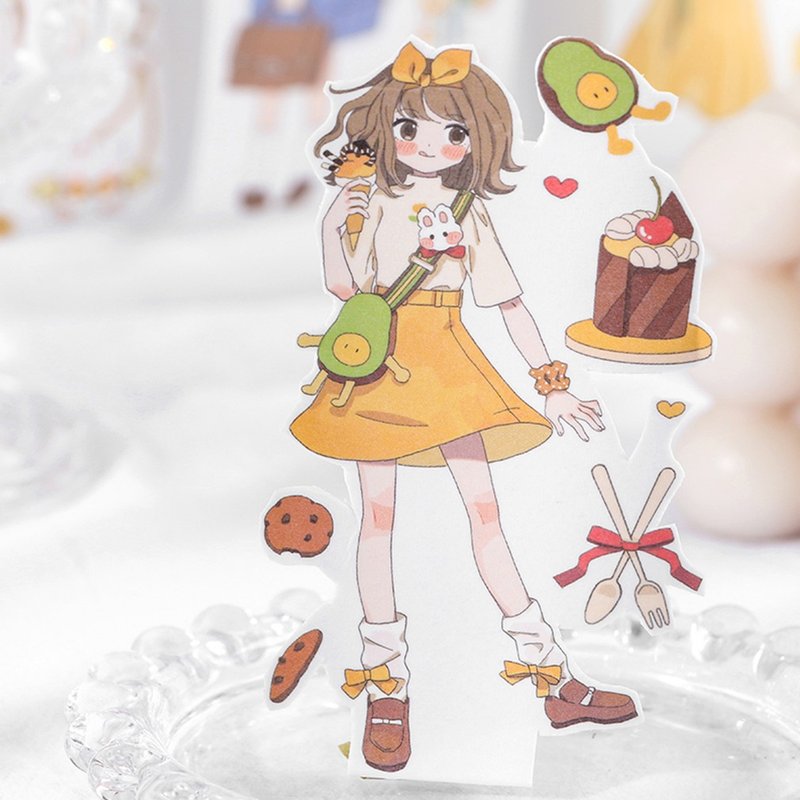 InfeelMe Warm Air Variety Girl Cute Character Decoration Material Stickers Single DIY Pocket and Paper Tape - มาสกิ้งเทป - กระดาษ 