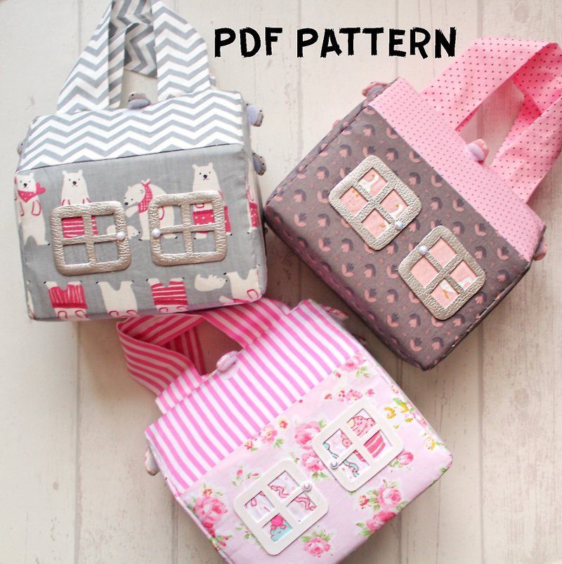 PDFパターン-ファブリックドールハウスバッグ。デジタル製品。縫製パターン。チュートリアル - 編み物/刺繍/羊毛フェルト/裁縫 - コットン・麻 