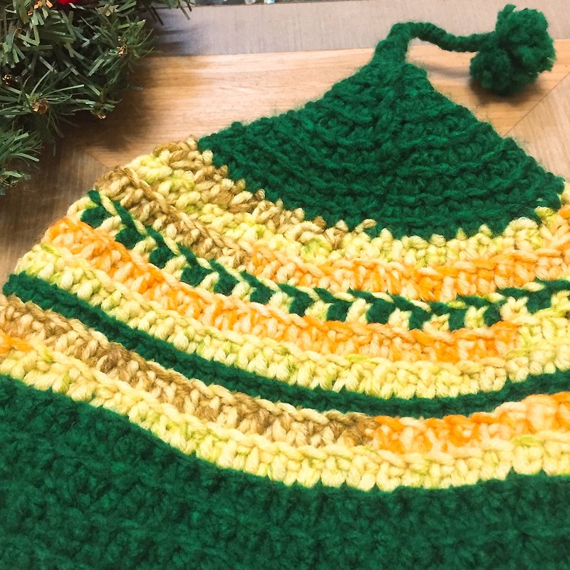 Handmade woolen caps - Green tails with long tails - หมวก - ขนแกะ สีเขียว