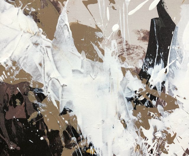 抽象的なブラウンベージュ大きな油絵キャンバスの絵画オリジナル