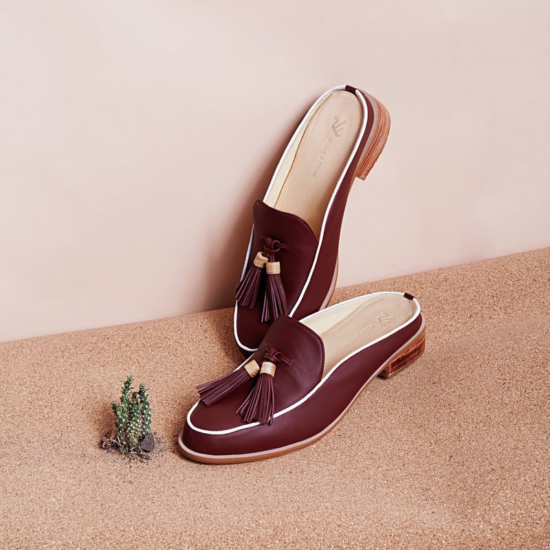 Willow - Mule Loafers - 女休閒鞋/帆布鞋 - 真皮 紅色