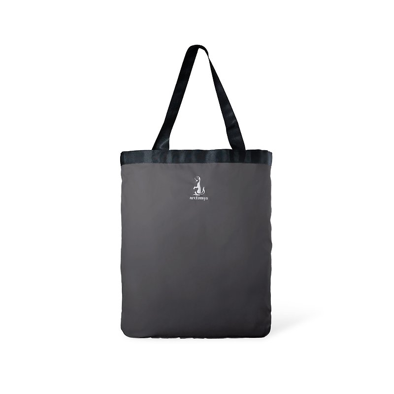 Toflip - Red Washed Canvas × Dark Grey Polyester - Double Sided Totebag - Handbags & Totes - Polyester Gray