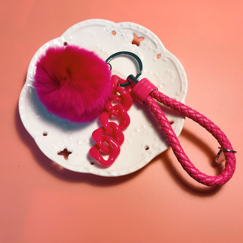毛球吊飾 毛球鑰匙扣 鑰匙圈 - 鑰匙圈/鑰匙包 - 其他金屬 粉紅色
