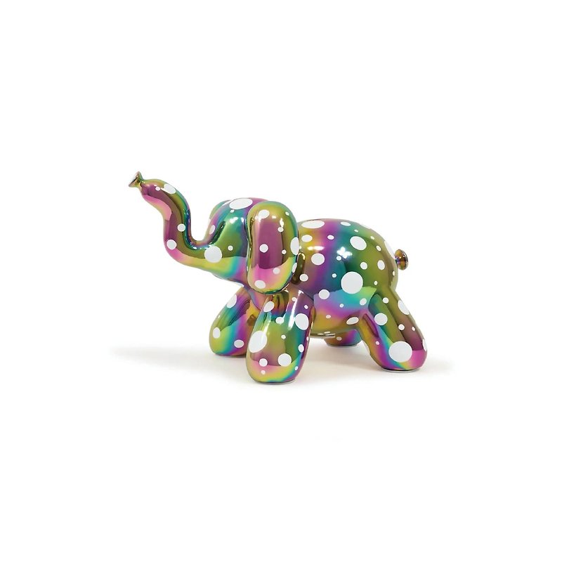 Canada Made by Humans Animal Shaped Money Tray-Elephant-Dazzling Color with White Polka Dots - ตุ๊กตา - ดินเผา หลากหลายสี