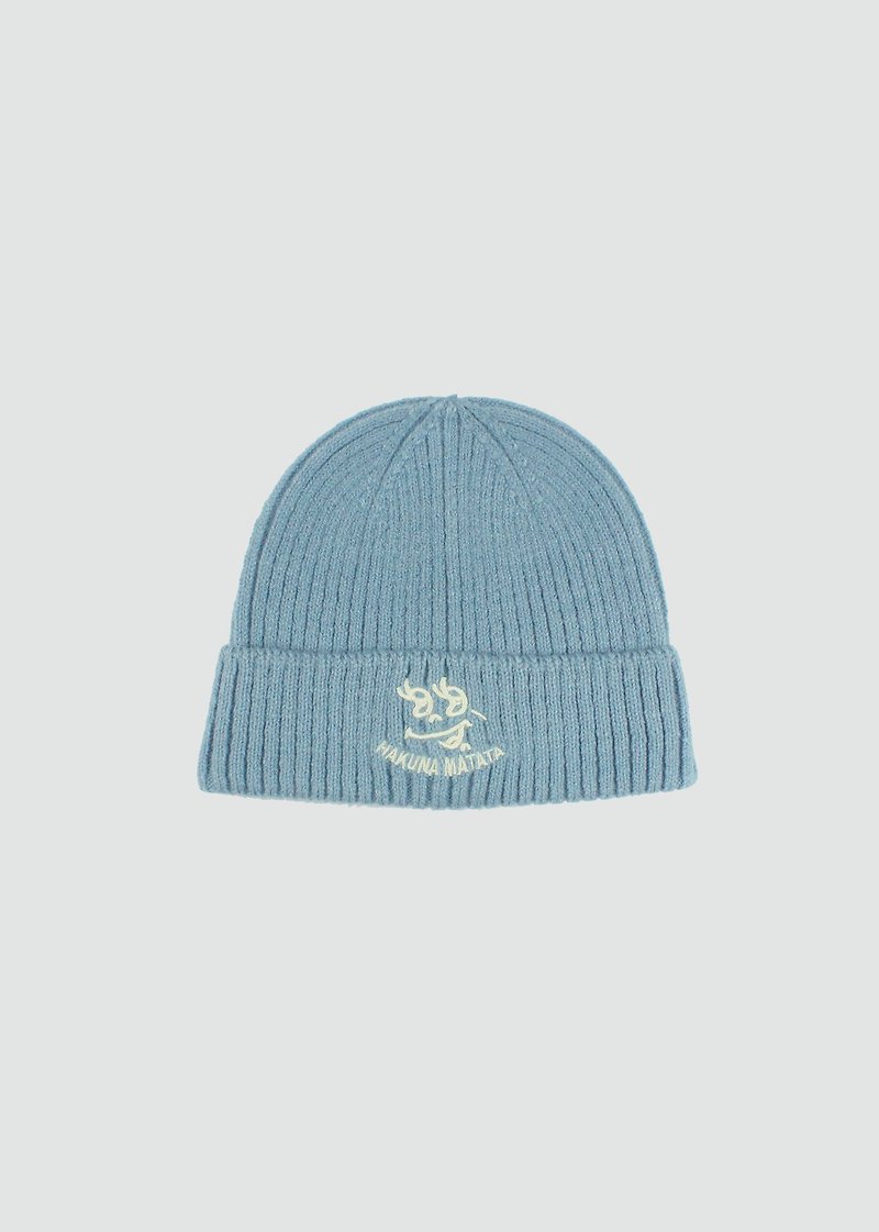 刺繡短版毛帽 -藍色 - 帽子 - 其他材質 藍色